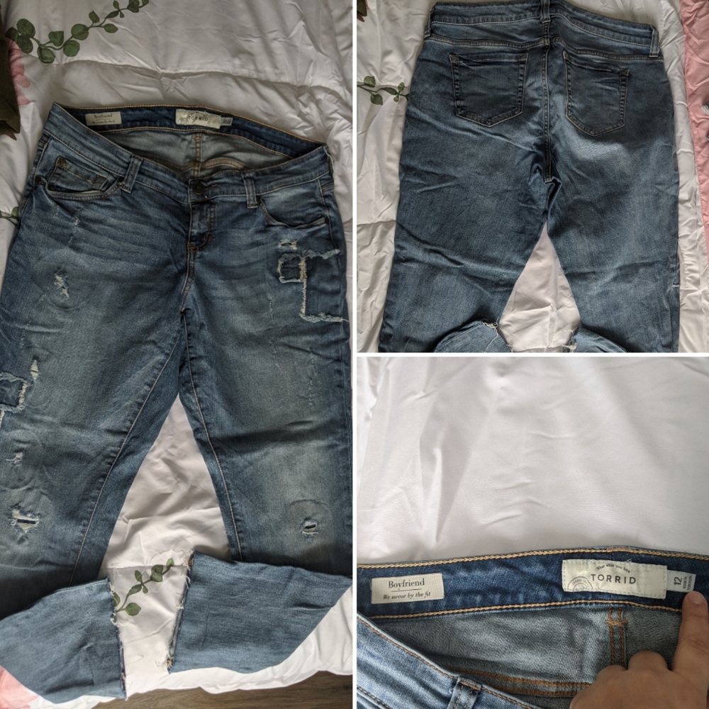 Torrid patchwork boyfriend jeans